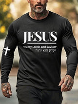 Men'S Jesus Is My Lord And Savior Print Crew Neck T-Shirt
