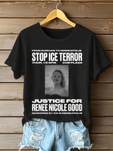 Women's Stop Ice Terror Printed T-shirt