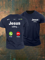Men's Retro Jesus Calling Print T-Shirt