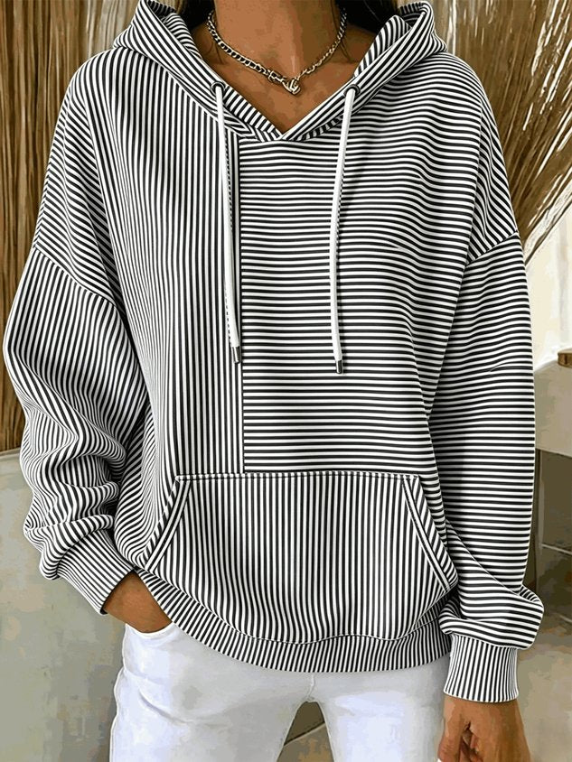 New Arrivals🔥Women Striped Long Sleeve Casual Daily Spring/Fall Hoodie