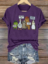 Women's  FDT Cartoon animals printed T-shirt