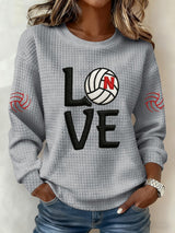 Women'S Retro Volleyball Print Long Sleeve Sweatshirt