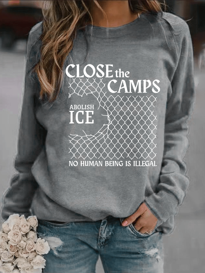 Women's  Abolish ICE  Close The Camps  Printed  Sweatshirt