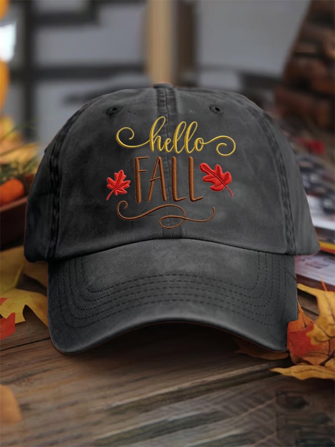 Hello Fall Print Baseball Cap