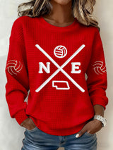 Women'S Retro Volleyball Print Long Sleeve Sweatshirt