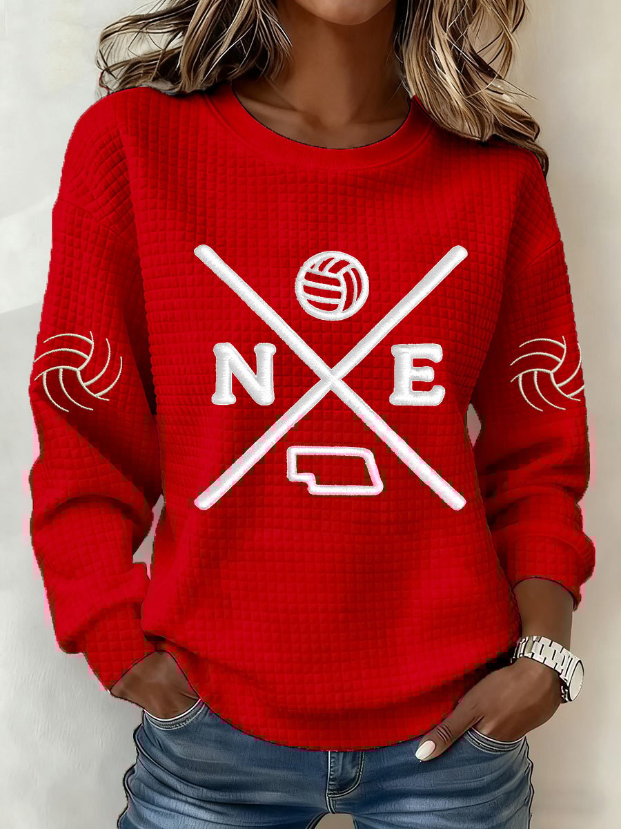 Women'S Retro Volleyball Print Long Sleeve Sweatshirt