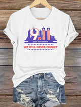 Women's  WE WILL NEVER FORGET Print Crew-Neck T-Shirt