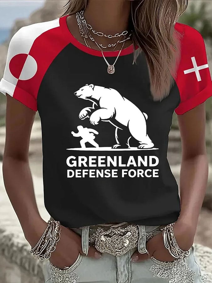 Women's Greenland Print Round Neck T-shirt