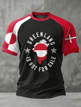 Men's Retro Greenland Is Not For Sale Print Raglan Sleeve T-Shirt