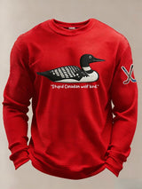 Men's Stupid Canadian wolf bird  Print Long-Sleeved T-Shirt