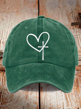 Unisex Heart Cross Print Baseball Cap