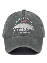 In God We Trust In Freedom We Stand Slouchy Print Baseball Cap