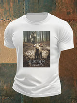 Men's  He Left the 99 to Rescue Me, Jesus and Lost Sheep, Christian T-shirt