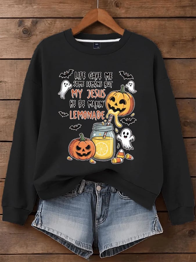 Women's Life Gave Me Some Lemons, But My Jesus Turned Them Into Lemonade Faith Print Sweatshirt