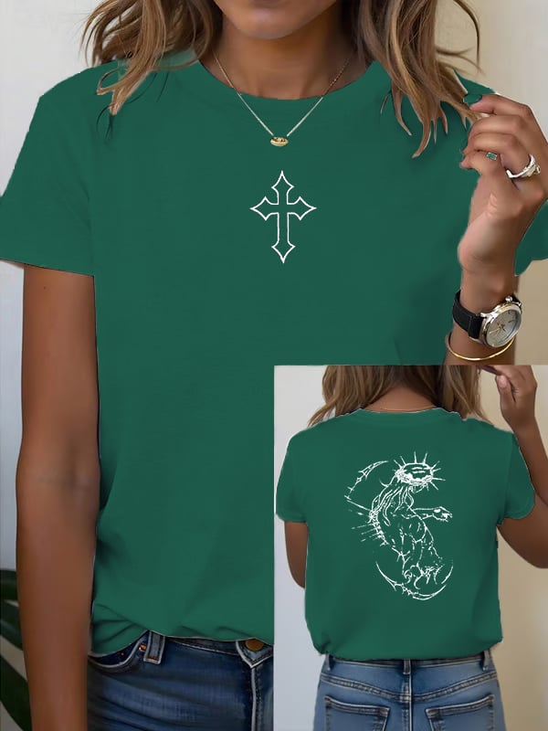 Unisex Fearless Cross Print Acid Washed T-shirt