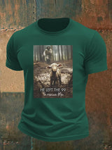 Men's  He Left the 99 to Rescue Me, Jesus and Lost Sheep, Christian T-shirt