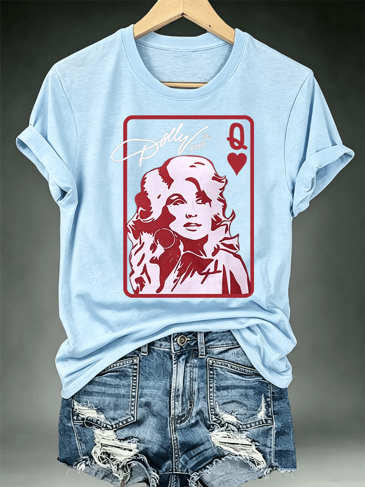 Women's Queen of Hearts Shirt Country Music Graphic Print T-Shirt