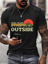 Retro Men's Still Playing Outdoors Hiking Print T-Shirt