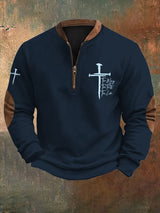 Men's Jesus The Way The Truth The Life Printed Zip Collar Sweatshirt