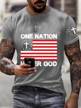 Men's Casual Faith One Nation Under God Graphic Print Short Sleeve T-Shirt