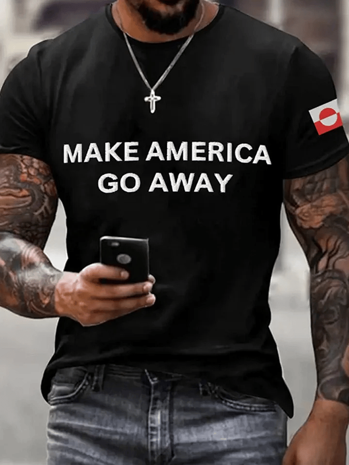 Men's Retro Greenland Make American Go Away Printed Top