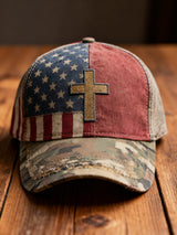 Retro American Flag Print Baseball Cap