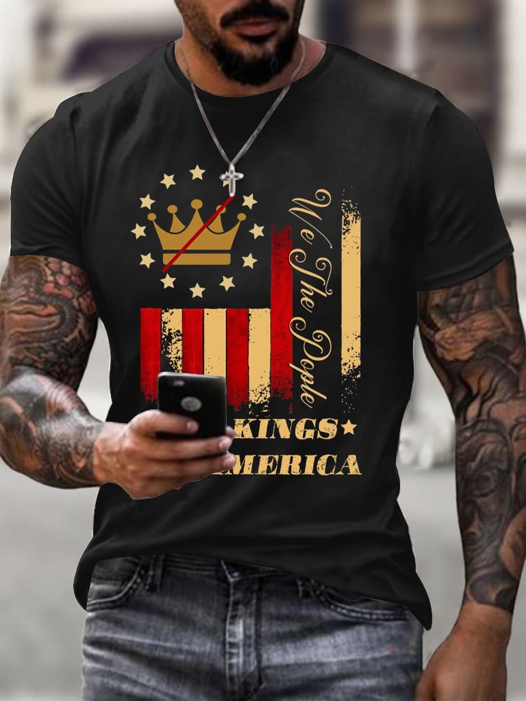 🔥Buy 3 Get 15% Off🔥Men's No Kings In America Print short-sleeved T-shirt