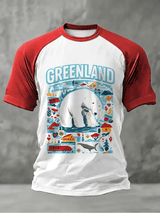 Men's Retro Greenland Print Raglan Sleeve T-Shirt