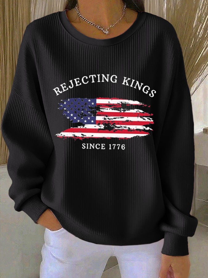 🔥Buy 3 Get 15% Off🔥Women's Rejecting Kings Since 1776 Print  Casual Sweatshirt