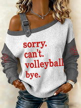 Women's Retro Sorry Can'T Volleyball Bye Printed Sweatshirt