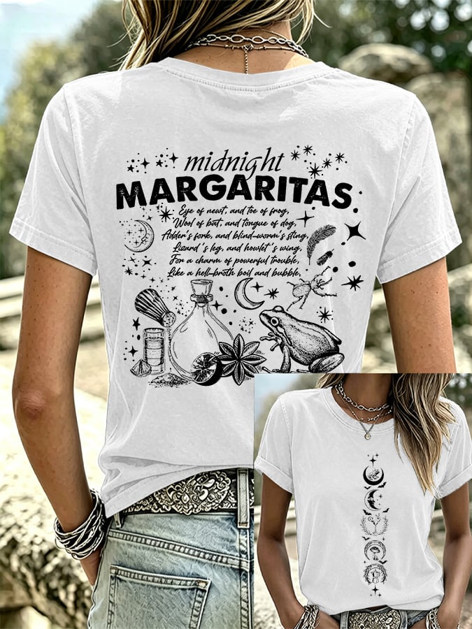 Women's Midnight Margaritas Print Casual T-shirt
