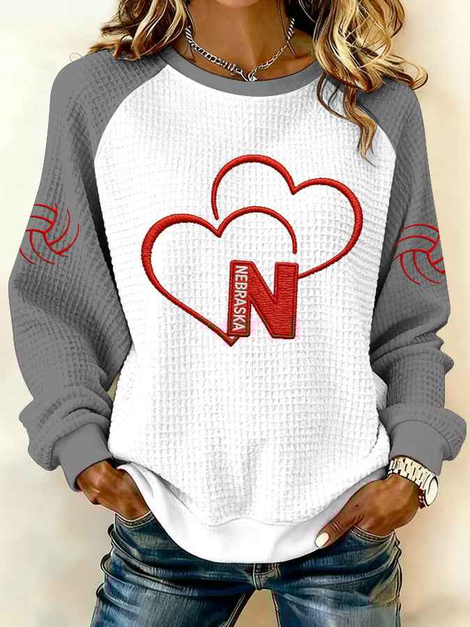 Women's Volleyball Print Raglan Sleeve Sweatshirt