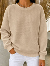 CLEARANCE SALE🔥Women's Waffle Knit Crewneck Sweatshirt