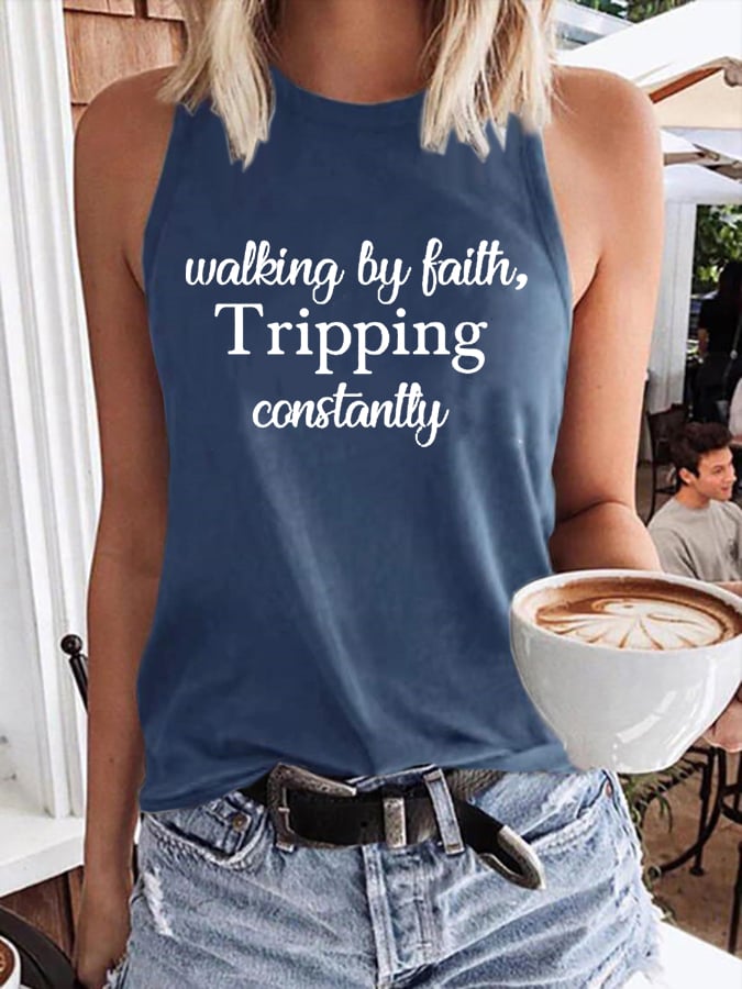 Women's Walking By Faith Tripping Constantly Print Vest