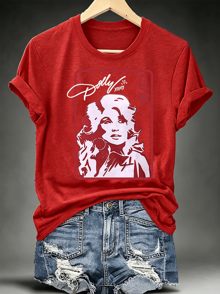 Women's Queen of Hearts Shirt Country Music Graphic Print T-Shirt