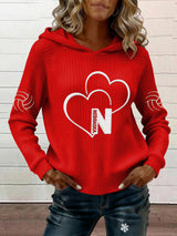 Women's Retro Volleyball Print Ribbed Hoodie