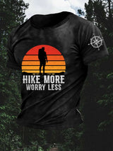 Retro Men's Hike More Worry Less Hiking Print T-Shirt