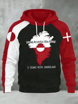 Men's Retro Greenland Print Raglan Sleeve Hoodie