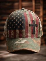 Retro American Flag Print Baseball Cap