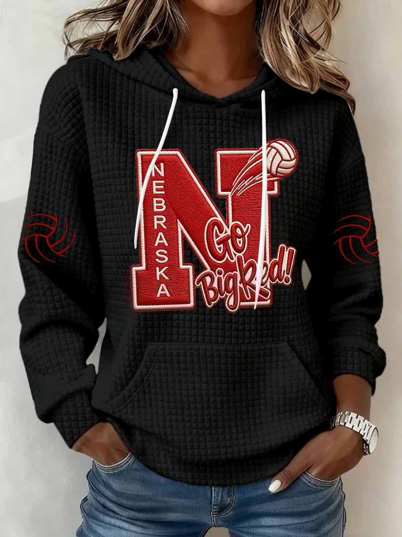 Women's Vintage Volleyball Print Hoodie