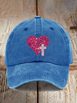 Christmas Faith Love Cross Sequin Print Baseball Cap