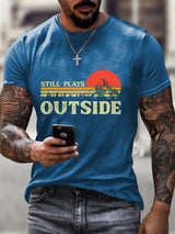 Retro Men's Still Playing Outdoors Hiking Print T-Shirt