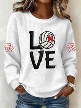 Women'S Retro Volleyball Print Long Sleeve Sweatshirt