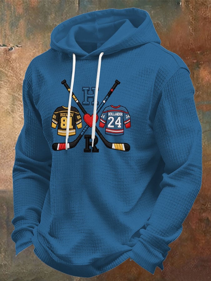 Men's Hockey Romance Waffle Hoodie