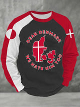 Men's Retro Dear Denmark We Hate Him Too Print Raglan Sleeve Sweatshirt