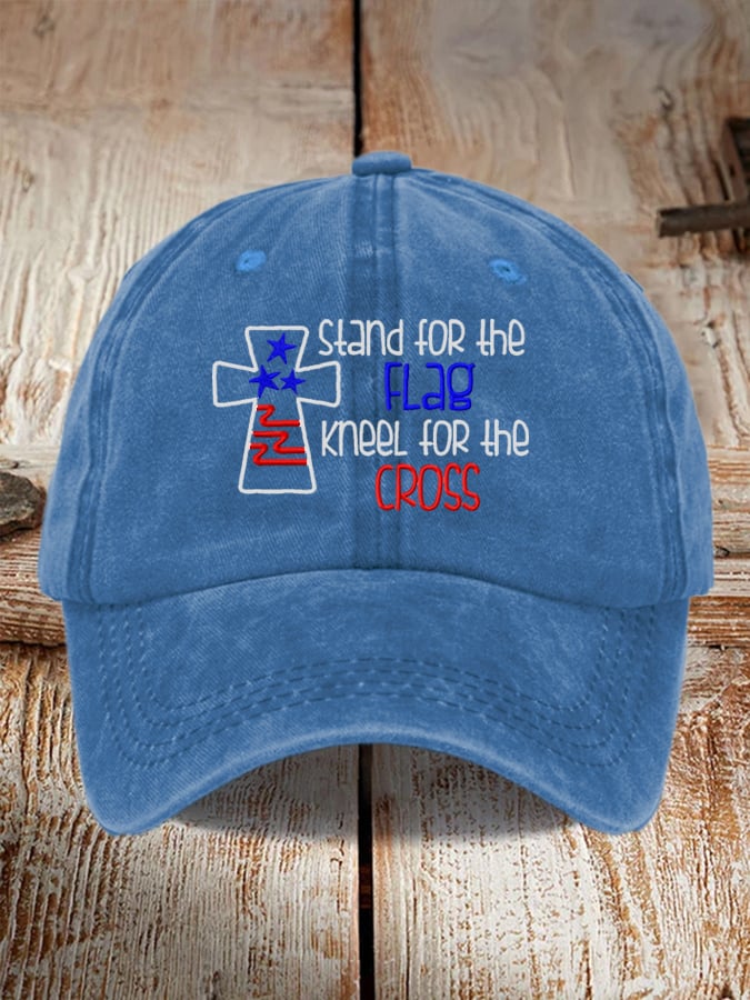 I Stand For The Flag I Kneel for The Cross Faith Print Baseball Cap