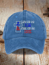 I Stand For The Flag I Kneel for The Cross Faith Print Baseball Cap