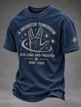 Men's Live Long And Prosper Print Round Neck T-shirt
