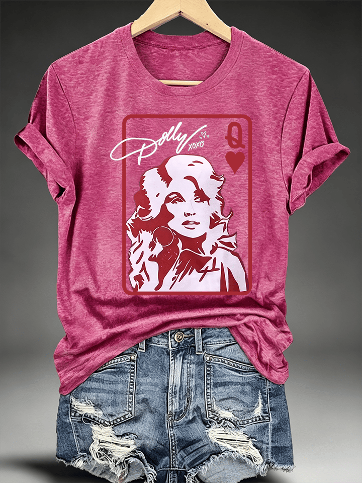 Women's Queen of Hearts Shirt Country Music Graphic Print T-Shirt