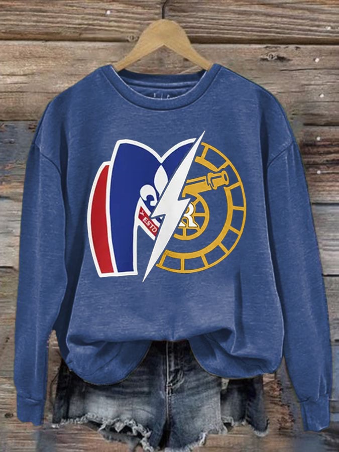 Women's Retro Pride Hockey Sticks Print Sweatshirt